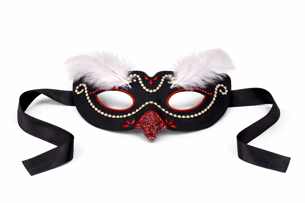 Máscara Preta de Carnaval (Plumas Veganas & Brilho)