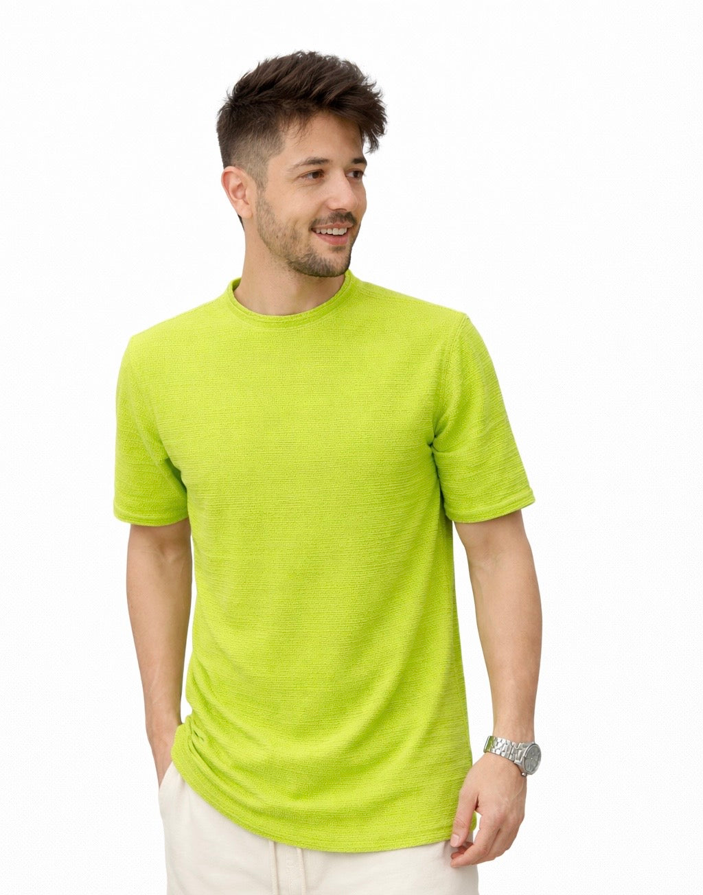 Camiseta Ajustada Jardim Verde-Limão