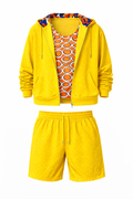 Conjunto Corta-Vento com Capuz + Bermuda Reta + Regata Mullet Estampada
