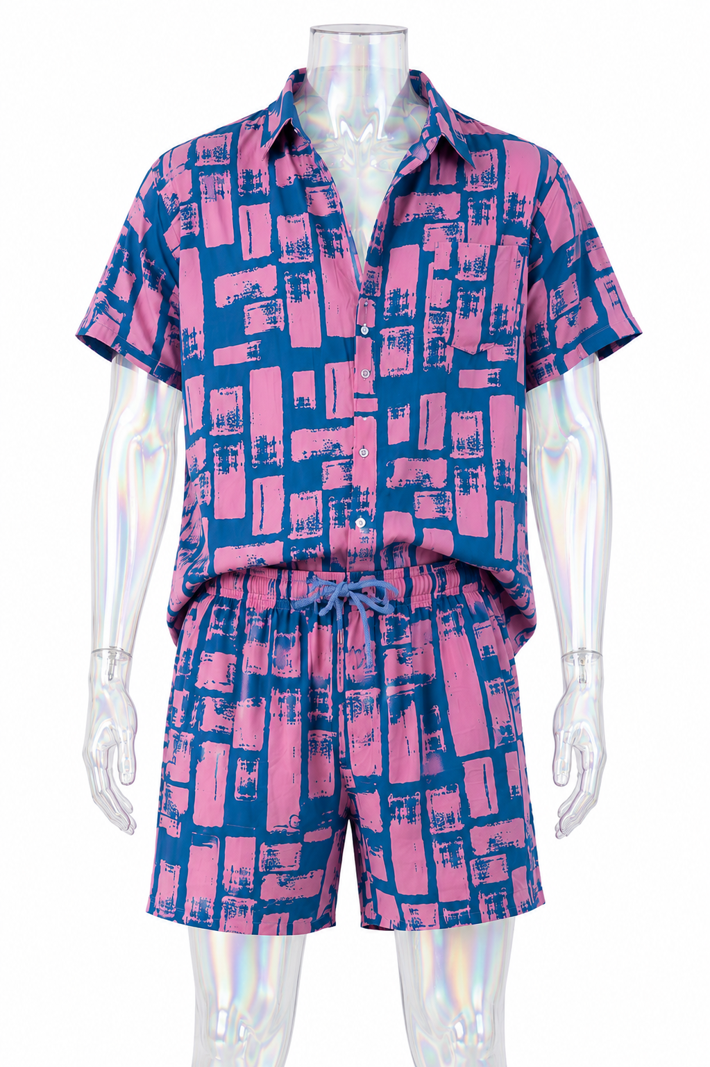 Conjunto saíRa muRo: Camisa + Bermuda em Viscose Azul