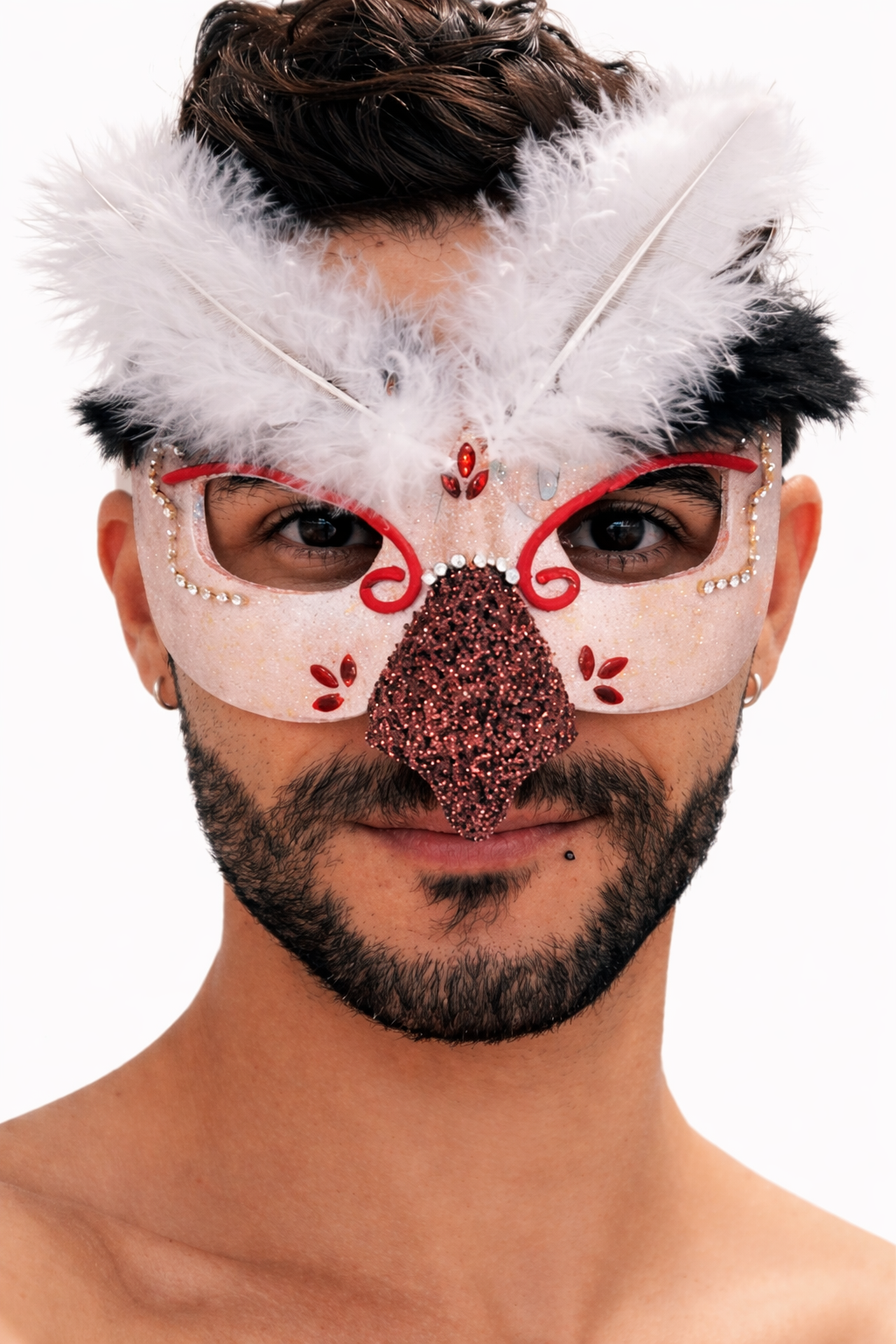 Máscara Gavião (Penas Veganas & Glitter)