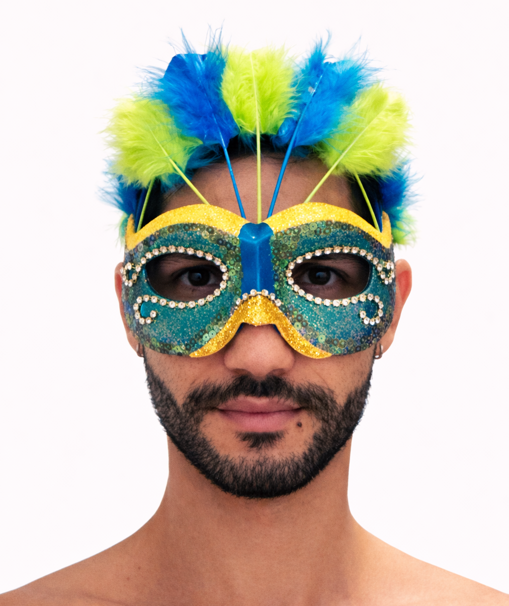 Máscara Pavão (Plumas Veganas & Glitter)